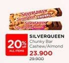 Promo Harga Silver Queen Chunky Bar Almonds, Cashew 30 gr - Watsons