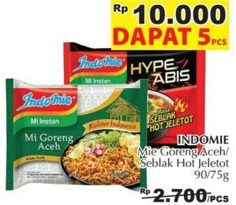 Promo Harga INDOMIE Mi Goreng Aceh/ Hype Abis 5s 75/90gr  - Giant