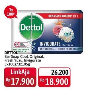 Promo Harga DETTOL Bar Soap Cool, Original, Fresh, Invigorate 100 gr - Alfamidi