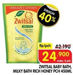 Promo Harga ZWITSAL Natural Baby Bath Milky With Rich Honey 450 ml - Superindo