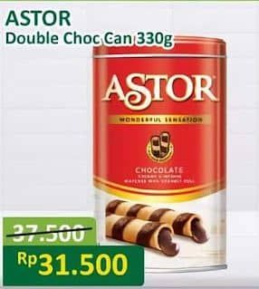 Promo Harga Astor Wafer Roll Kecuali Double Chocolate 330 gr - Alfamart