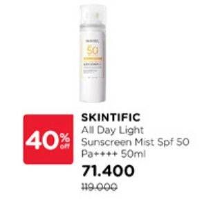 Promo Harga Skintific All Day Light Sunscreen Mist SPF 50 PA++++ 50 ml - Watsons