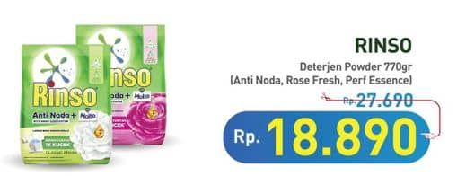 Promo Harga Rinso Anti Noda Deterjen Bubuk + Molto Classic Fresh, + Molto Pink Rose Fresh, + Molto Purple Perfume Essence 770 gr - Hypermart