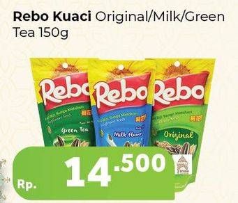 Promo Harga REBO Kuaci Bunga Matahari Original, Milk, Green Tea 150 gr - Carrefour