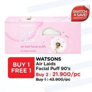 Promo Harga Watsons Air-laid Facial Puff 90 pcs - Watsons