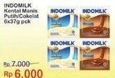 Promo Harga INDOMILK Susu Kental Manis Plain, Cokelat per 6 sachet 37 gr - Indomaret