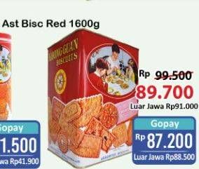 Promo Harga KHONG GUAN Assorted Biscuit Red Persegi 1600 gr - Alfamart