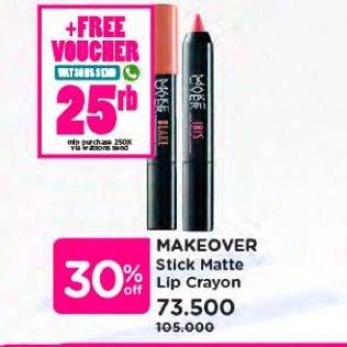 Promo Harga MAKE OVER Color Stick Matte Crayon  - Watsons
