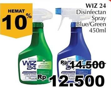Promo Harga WIZ 24 Disinfecting Spray and Clean All Surface Clean, Fresh Scent 450 ml - Giant