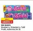Promo Harga Big Babol Candy Gum Strawberry, Blueberry, Tutti Fruty, Asteroids per 5 pcs 20 gr - Alfamart