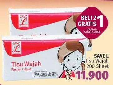 Promo Harga SAVE L Tisu Wajah 200 pcs - LotteMart