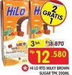 Promo Harga HILO Ready to Drink Milky Brown Sugar per 3 pcs 200 ml - Superindo