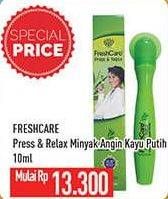 Promo Harga FRESH CARE Minyak Angin Press & Relax Kayu Putih 10 ml - Hypermart