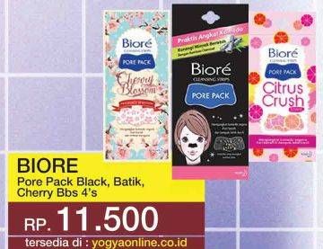 Promo Harga BIORE Pore Pack Black, Cherry Blossom, Heritage Batik 4 pcs - Yogya