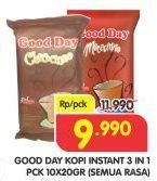Promo Harga Good Day Instant Coffee 3 in 1 All Variants per 10 sachet 20 gr - Superindo