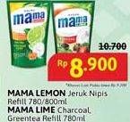 Mama Lemon Jeruk Nipis Refill 780/800ml, Mama Lime Charcoal Greentea Refill 780ml