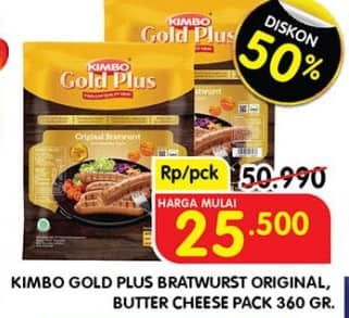 Promo Harga Kimbo Gold Plus Bratwurst Butter Cheese, Original 360 gr - Superindo