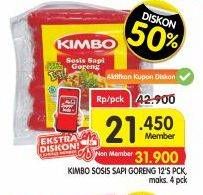 Promo Harga KIMBO Sosis Sapi Goreng 12 pcs - Superindo