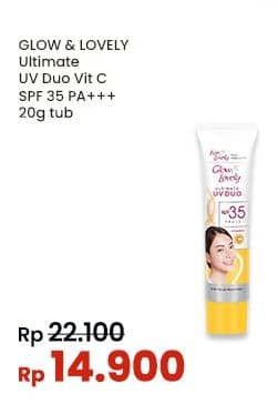 Glow & Lovely (fair & Lovely) Ultimate UV Duo Vitamin C SPF 35 Pa+++  20 gr Diskon 32%, Harga Promo Rp14.900, Harga Normal Rp22.100, Cashback 60% (Rp. 35.000) Tiap Belanja Rp. 60.000 Produk Sponsor Cosmetic/Face Care. S&K Berlaku, Cashback Rp2.000 dengan GOPAY min transaksi Rp40.000