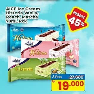 Promo Harga Aice Ice Cream Histeria Vanila Matcha, Peach 70 ml - Indomaret