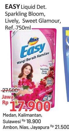 Promo Harga Attack Easy Detergent Liquid Sparkling Blooming, Lively Energetic, Sweet Glamour 750 ml - Alfamidi