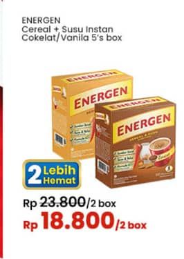 Promo Harga Energen Cereal Instant Chocolate, Vanilla per 5 pcs 30 gr - Indomaret