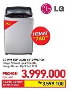 Promo Harga LG T2107VSPCK | Mesin Cuci Top Load 7kg  - Carrefour