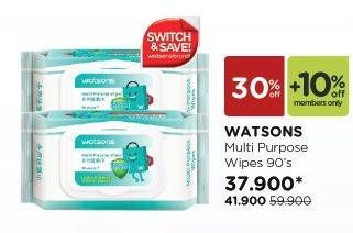 Promo Harga WATSONS Multi Purpose Wipes 90 pcs - Watsons