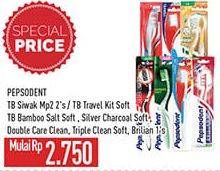 Promo Harga Pepsodent SIkat Gigi Siwak/Travel Kit/Bamboo Salt Soft/Silver Charcoal/Double Care Clean  - Hypermart