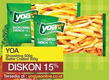 Promo Harga YOA French Fries Butter Coated, Shoestring 500 gr - Yogya