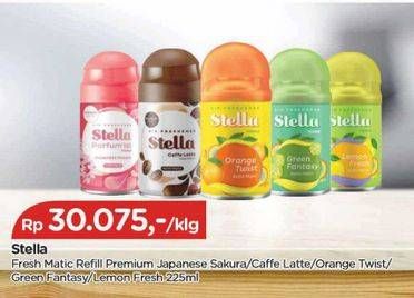 Promo Harga Stella Matic Refill Sakura, Caffee Latte, Orange Twist, Green Fantasy, Lemon Fresh 225 ml - TIP TOP