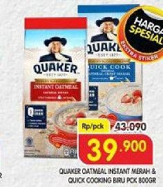 Promo Harga QUAKER Oatmeal Quick Cooking, Instant 800 gr - Superindo