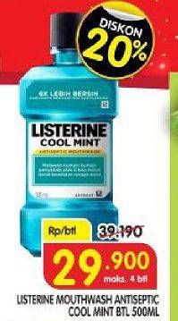 Promo Harga LISTERINE Mouthwash Antiseptic Cool Mint 500 ml - Superindo