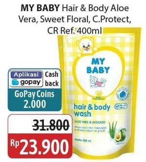 Promo Harga My Baby Hair & Body Wash Aloe Vera Avocado, Sweet Floral, Care Protect Milk Tea Tree Oil 400 ml - Alfamidi