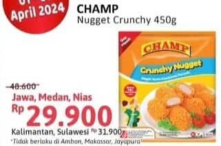 Promo Harga Champ Nugget Crunchy Nugget 450 gr - Alfamidi