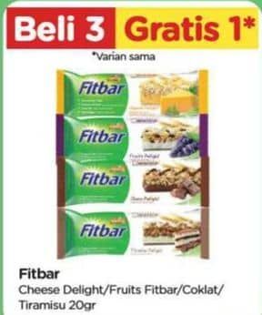 Promo Harga Fitbar Makanan Ringan Sehat Cheese Delight, Fruits, Chocolate, Tiramisu Delight 20 gr - TIP TOP