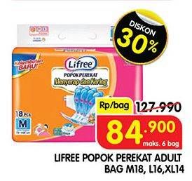 Promo Harga Lifree Popok Perekat Menyerap dan Kering L16, M18, XL14 14 pcs - Superindo