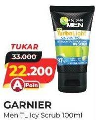 Promo Harga GARNIER MEN Turbo Light Oil Control Facial Foam Anti Blackheads Brightening Icy Scrub 100 ml - Alfamart