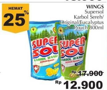 Promo Harga SUPERSOL Karbol Wangi Sereh, Pine, Lemon Mint 800 ml - Giant