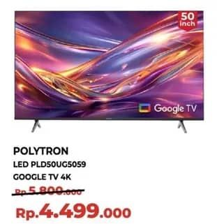 Promo Harga Polytron K UHD Smart Google TV 50 Inch PLD50UG5959  - Yogya