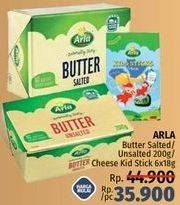 Promo Harga ARLA Butter Salted / Unsalted 200g / Cheese Kid Stick 6x18gr  - LotteMart