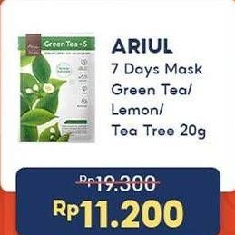 Promo Harga ARIUL Face Mask Green Tea, Lemon, Tea Tree 20 gr - Indomaret