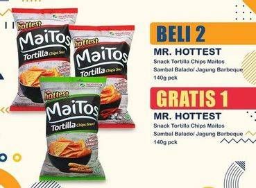 Promo Harga MR HOTTEST Maitos Tortilla Chips Sambal Balado, Jagung BBQ 140 gr - Indomaret