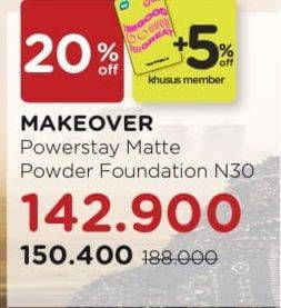 Promo Harga MAKE OVER Power Stay Matte Powder Foundation N30  - Watsons