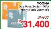 Promo Harga Yoona Pembalut Organik Day 24.5 Cm, Night 29 Cm 8 pcs - Alfamidi