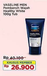 Promo Harga Vaseline Men Face Wash Healthy White 100 gr - Indomaret