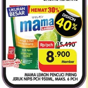 Promo Harga Mama Lemon Cairan Pencuci Piring Jeruk Nipis 950 ml - Superindo