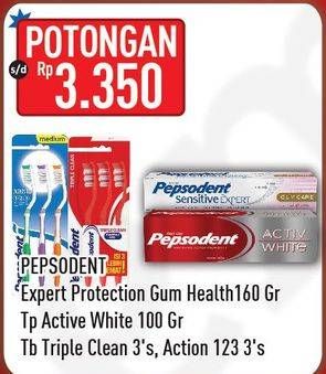Promo Harga PEPSODENT Toothpaste Expert Protection/Sikat Gigi Triple Clean/Sikat Gigi Action 123  - Hypermart