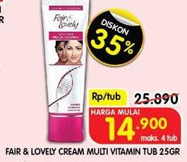 Promo Harga Glow & Lovely (fair & Lovely) Multivitamin Cream 25 gr - Superindo