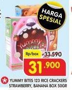 Promo Harga YUMMY BITES Rice Cracker 123 Strawberry, Banana 50 gr - Superindo